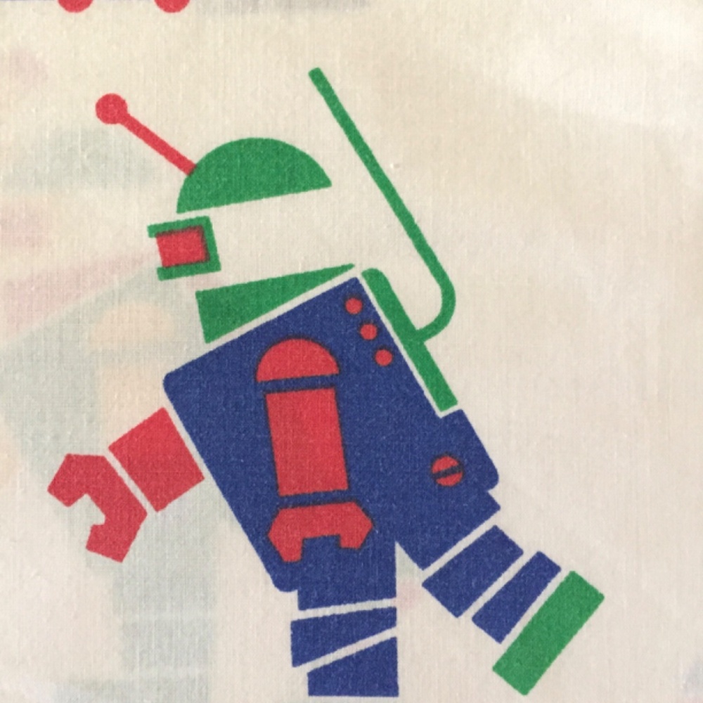 VINTAGE LINENS 80s PILLOW CASE Space Robots Transformers Astronauts Spaceships - Picture 10 of 11